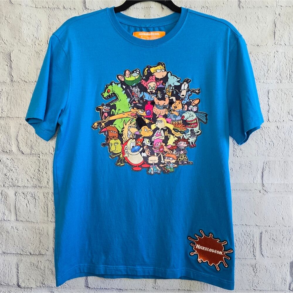 90's Nickelodeon Y2K Show Patch Blue Graphic Tee Unisex Small